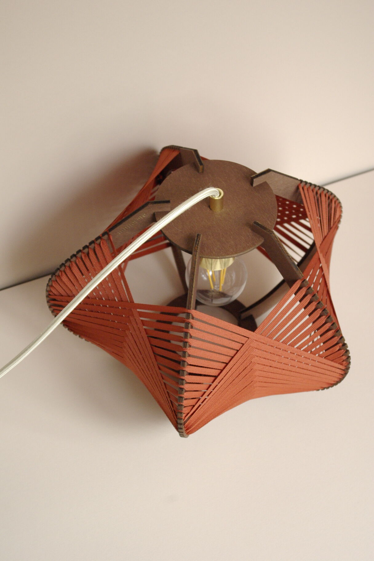 Hanging woven brick lamp