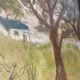 Paysage au pastel cadre bois