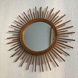 Vintage rattan sun mirror 1960 - 52 cm