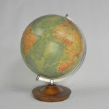 Paper mache globe on a wooden base, 1975