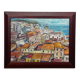 Oil painting by Alexander Michael of a coastal town in southern Italy, 1978.