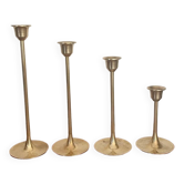 Set of 4 Scandinavian brass candlesticks