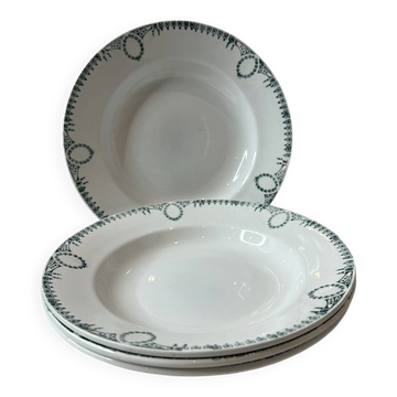 Lot de 4 assiettes creuses Saint Amand décor couronnes de laurier