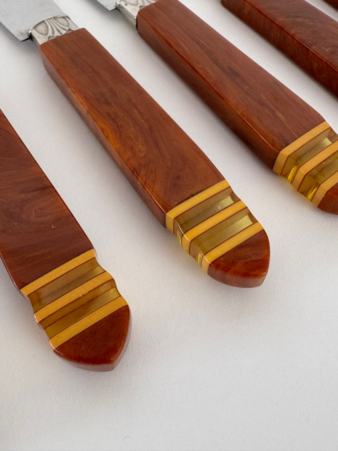 Set of 6 Vintage French Art Deco Design Inox Dinner Knives