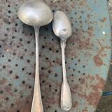 Set of 10 silver metal cutlery, hallmark 84, consisting of 6 tablespoons including one monogram