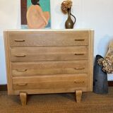 Vintage chest of drawers in wood and golden brass handles