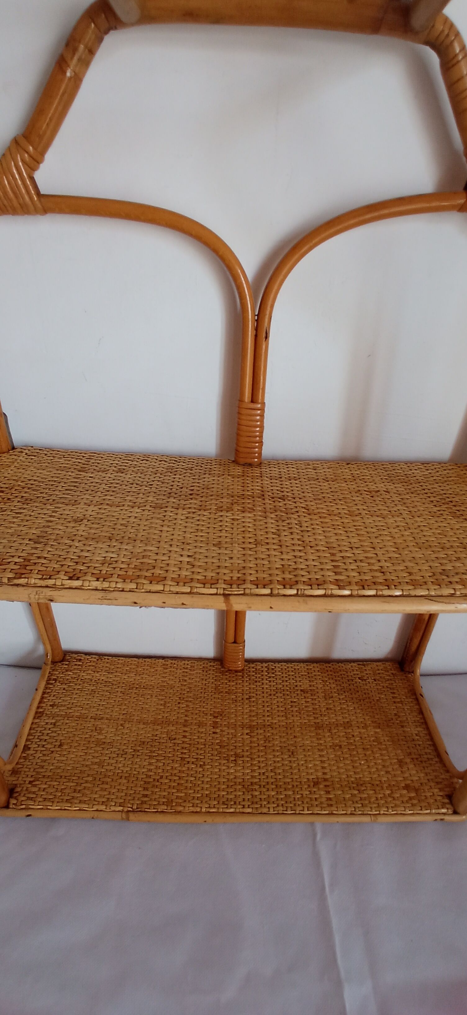 Rattan and bamboo shelf