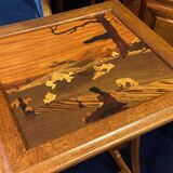 Art Nouveau period side table with marquetry decoration by Auguste