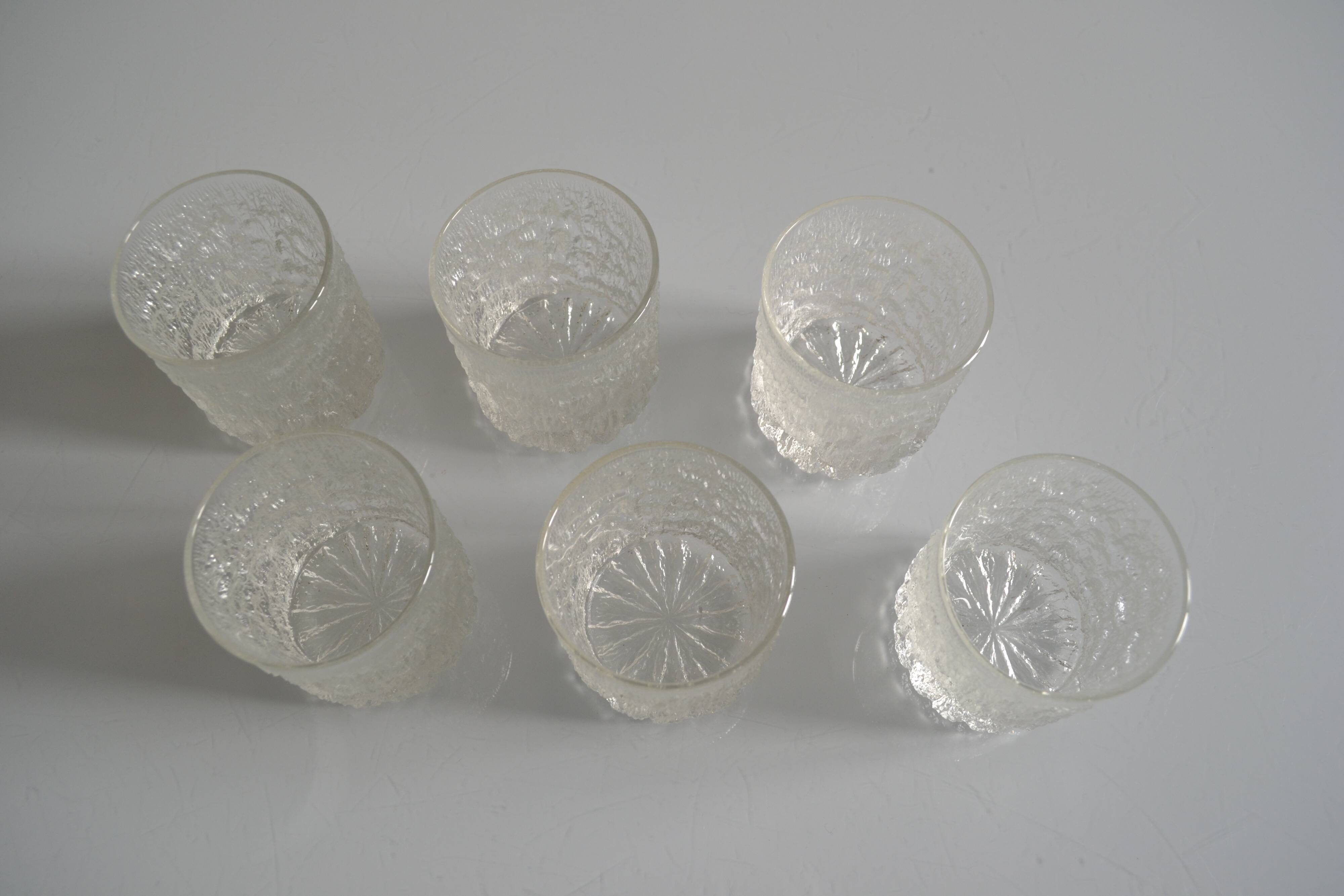 set of 6 vintage textured glasses 1980 by Charlotte Hutte @ Goebel Germany
