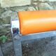 Pair of chrome and faux orange vintage stools "70"
