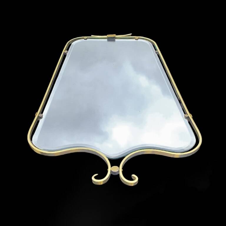Gold Aluminum Beveled Wall Mirror - Modernism - 1950s