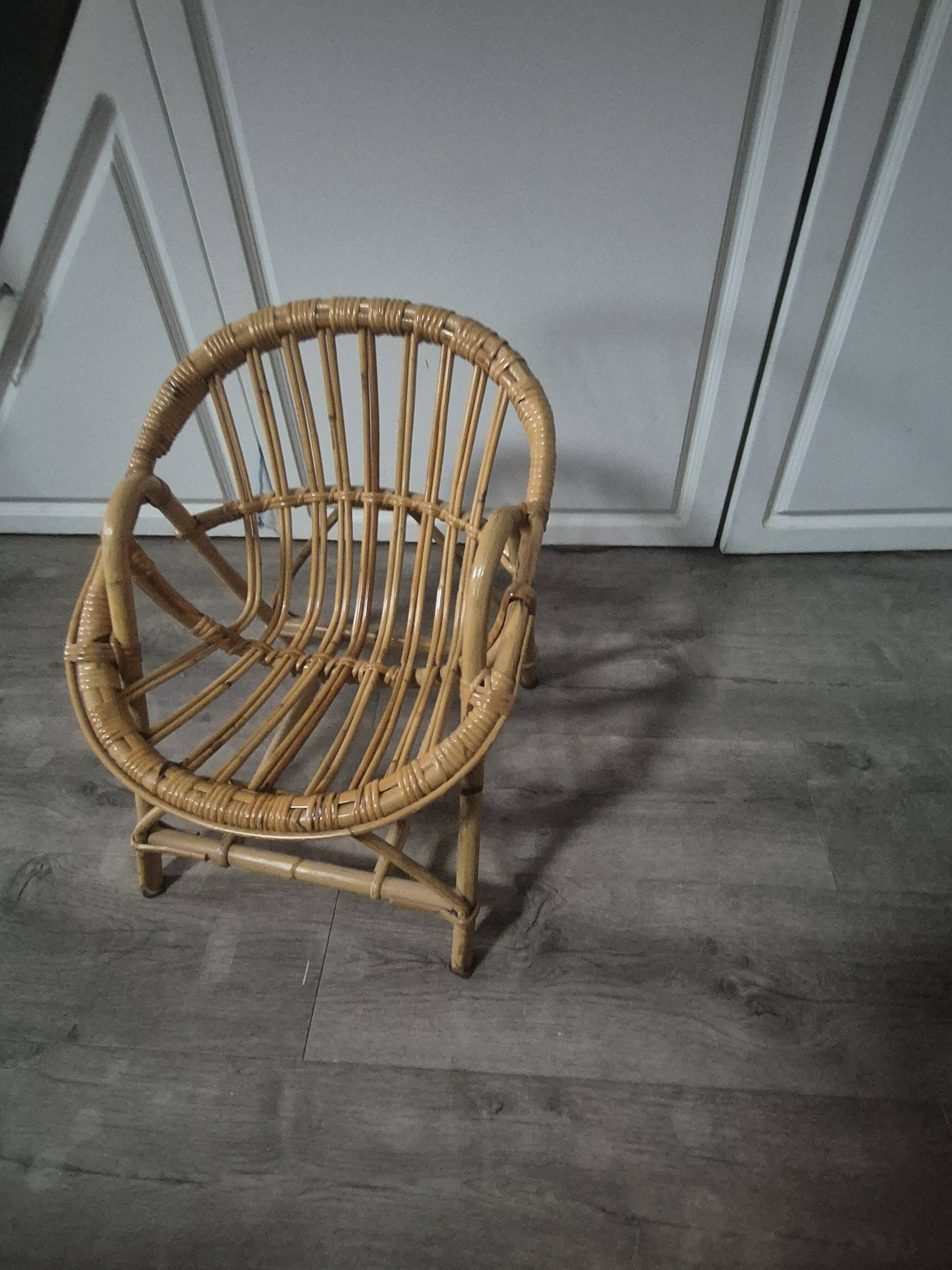 fauteuil enfant en rotin vintage