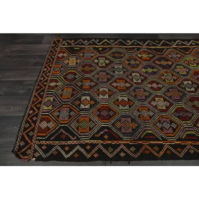 1970s Vintage Turkish Oushak Handmade Wool Cotton Brown Area Rug 144x260