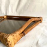 Rattan top, bamboo and smoked glass
