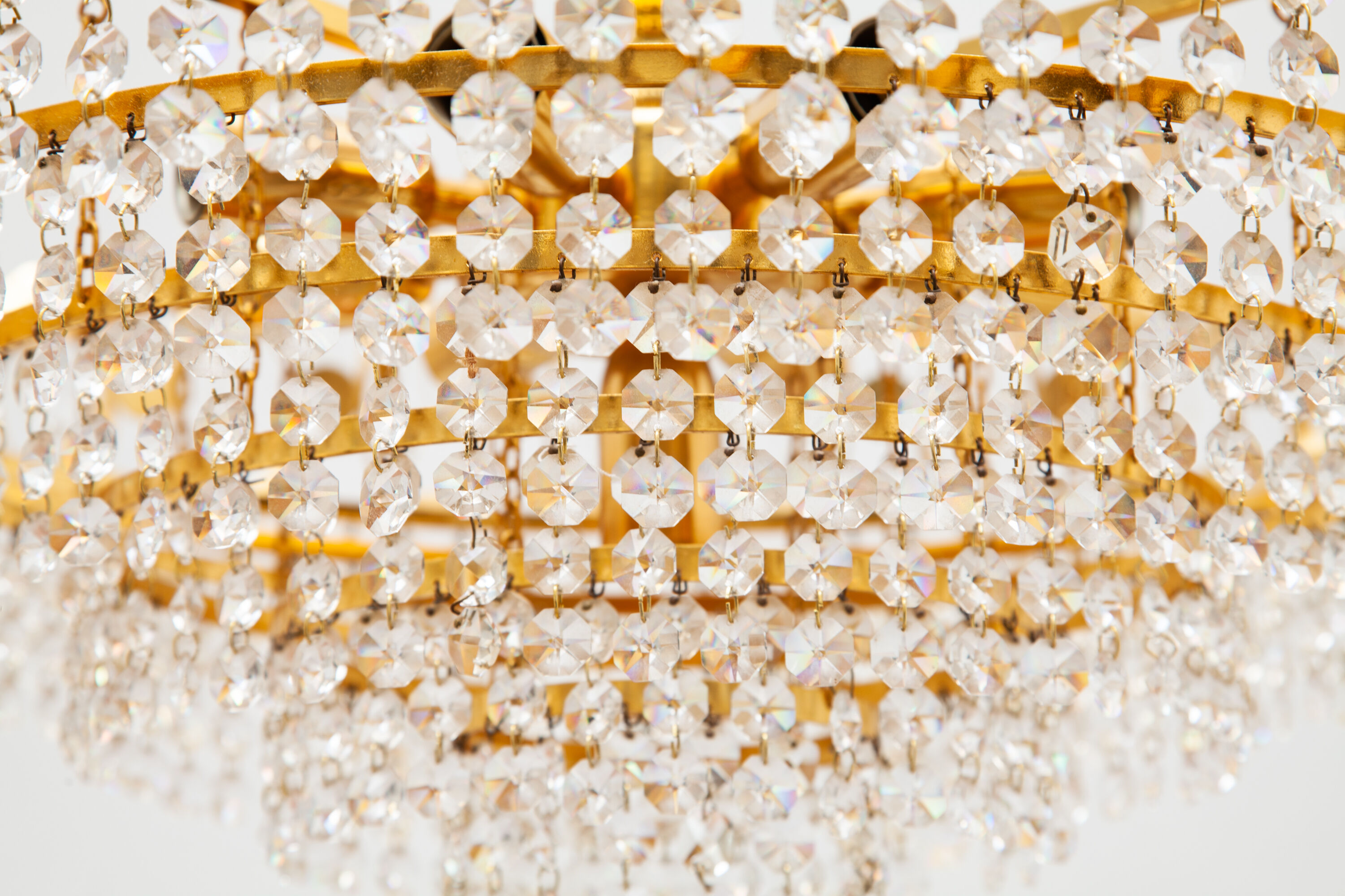 Gold Palwa Gilt Brass and Crystal Chandelier, Germany, 1970s