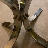 Oval coffee table design Circa glass and chrome 1970s