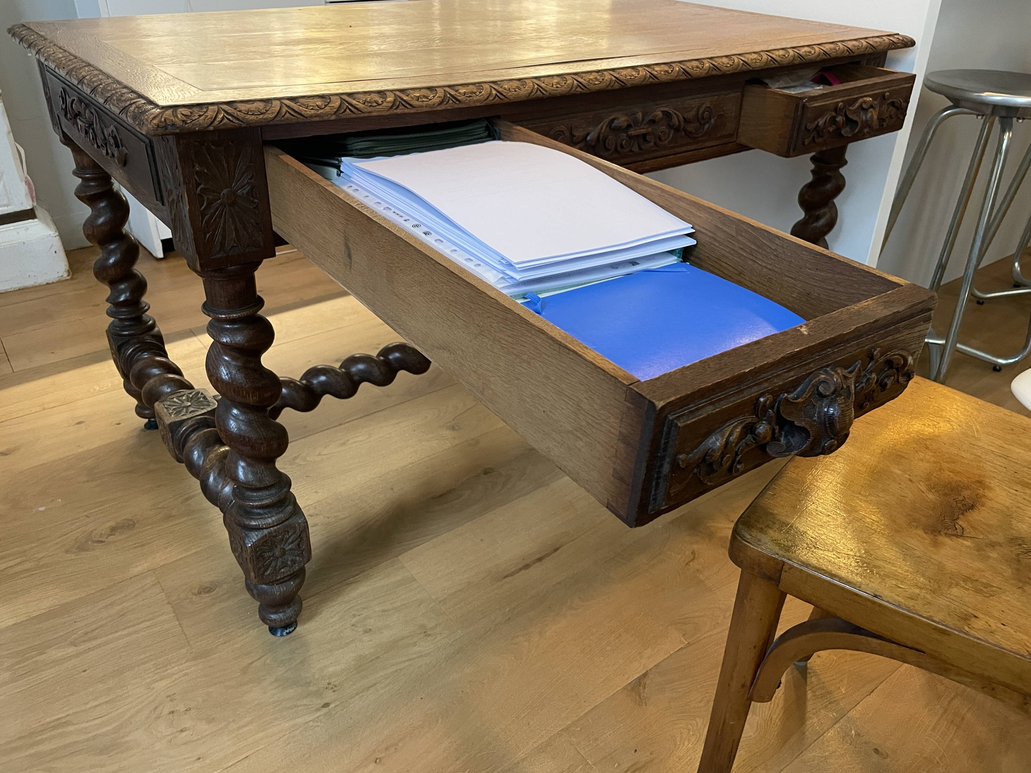 Antique solid oak dining table