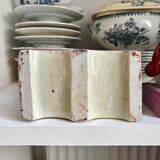 Pair of Staffordshire porcelain Cavalier King Charles dogs on terrace, 19th century.