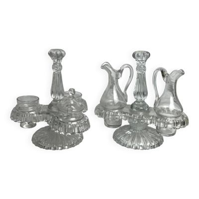 Arts de la table, deux serviteurs de table verre moulé début XXème
