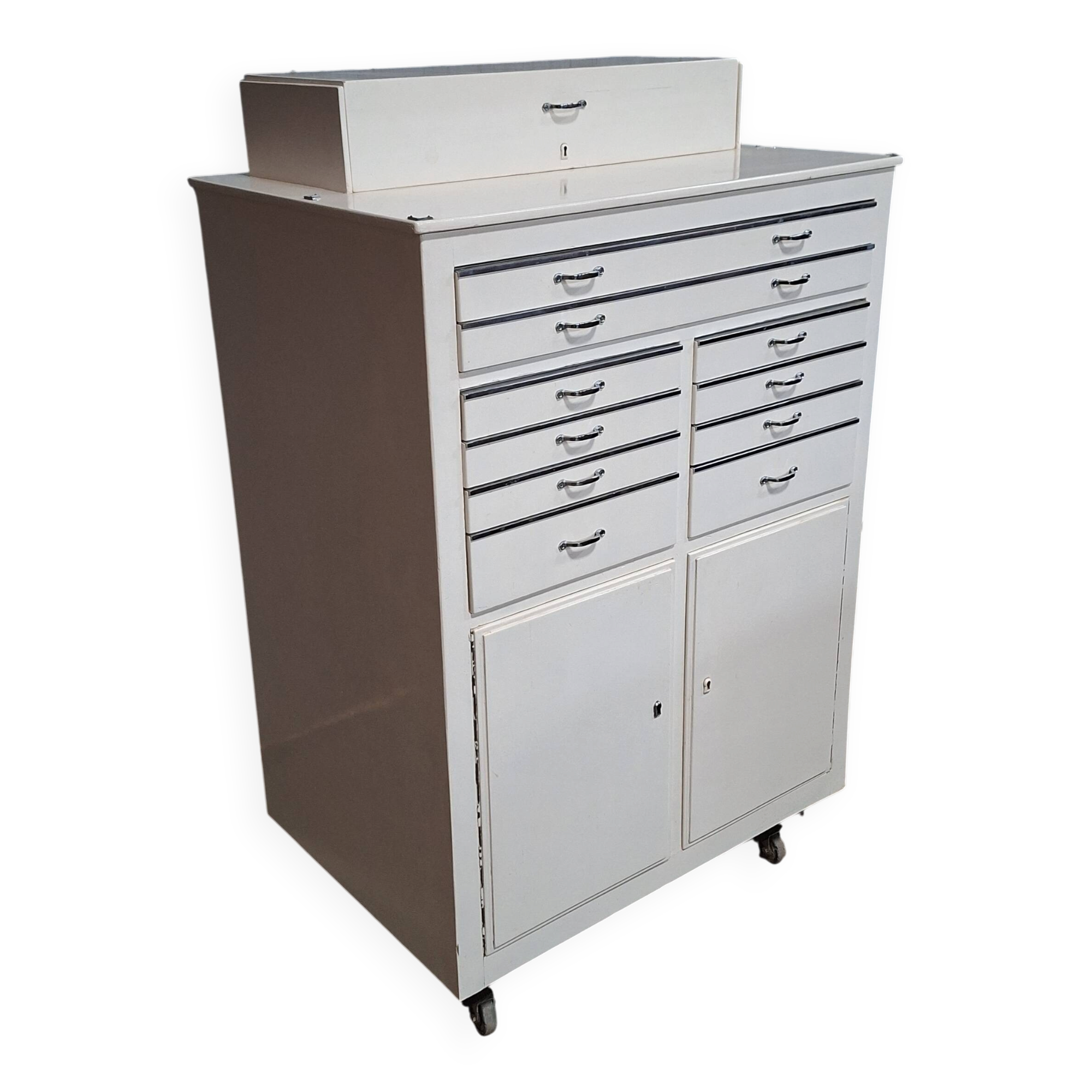 Meuble dentiste sur roulettes / meuble médical / commode à tiroirs