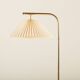 Danish brass floor lamp with Le Klint shade, 1970s