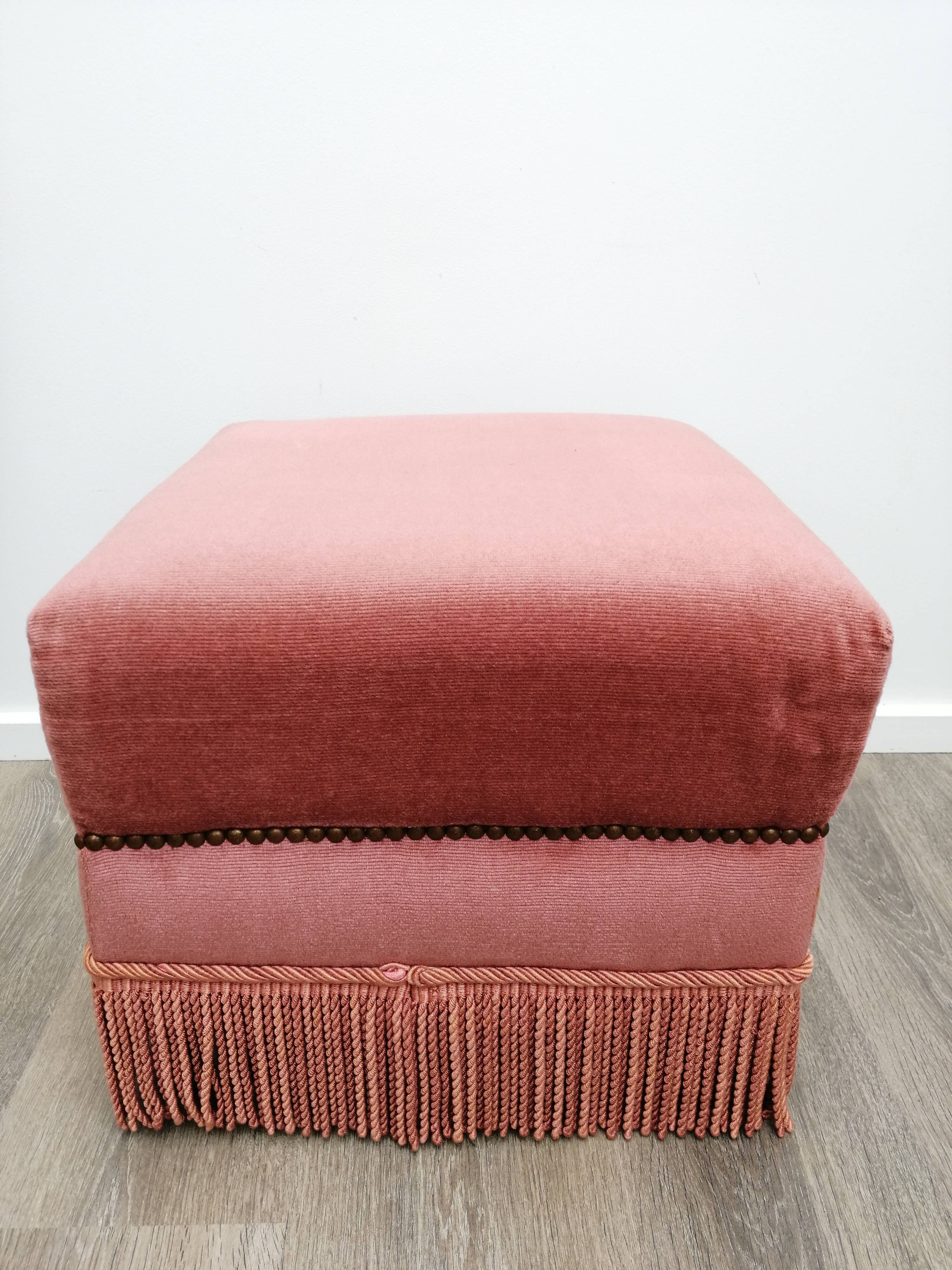 Pink square pouf