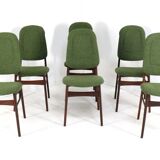 Ensemble de 6 chaises de salle à manger en teck hollandais design vintage