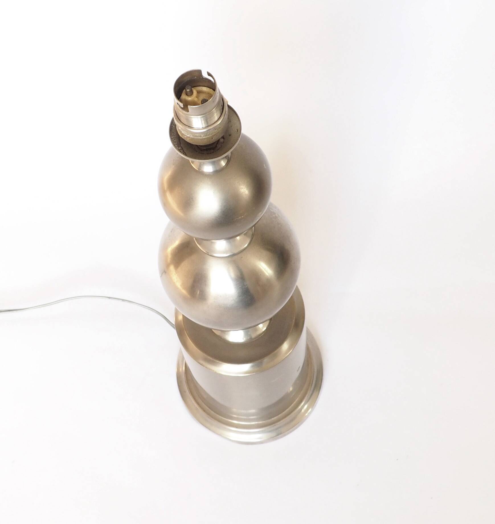 Pied de lampe maison Barbier 2 spheres acier poli