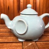 Ancienne théière forme éléphant céramique bleu ciel vintage #a472b