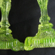 2 old yellow uraline glass candle holders signed portieux