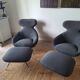 2 fauteuils roche bobois spoutnik lounge avec reposes-pieds