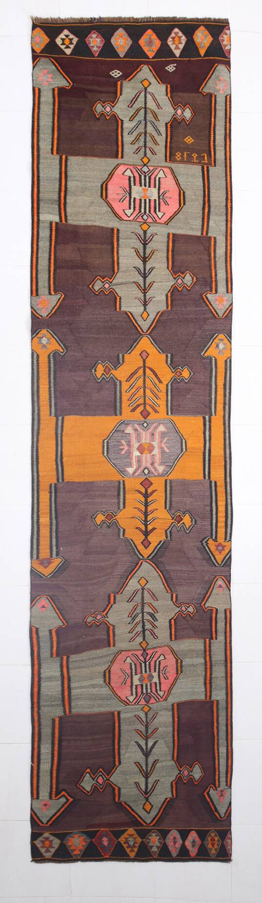 Tapis de couloir Kilim vintage pour escalier ethnique, 99x428 cm