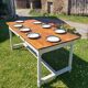 Wooden farmhouse table