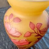Art Nouveau vase by Émile Gallé - Cameo glass with yellow and pink floral design.