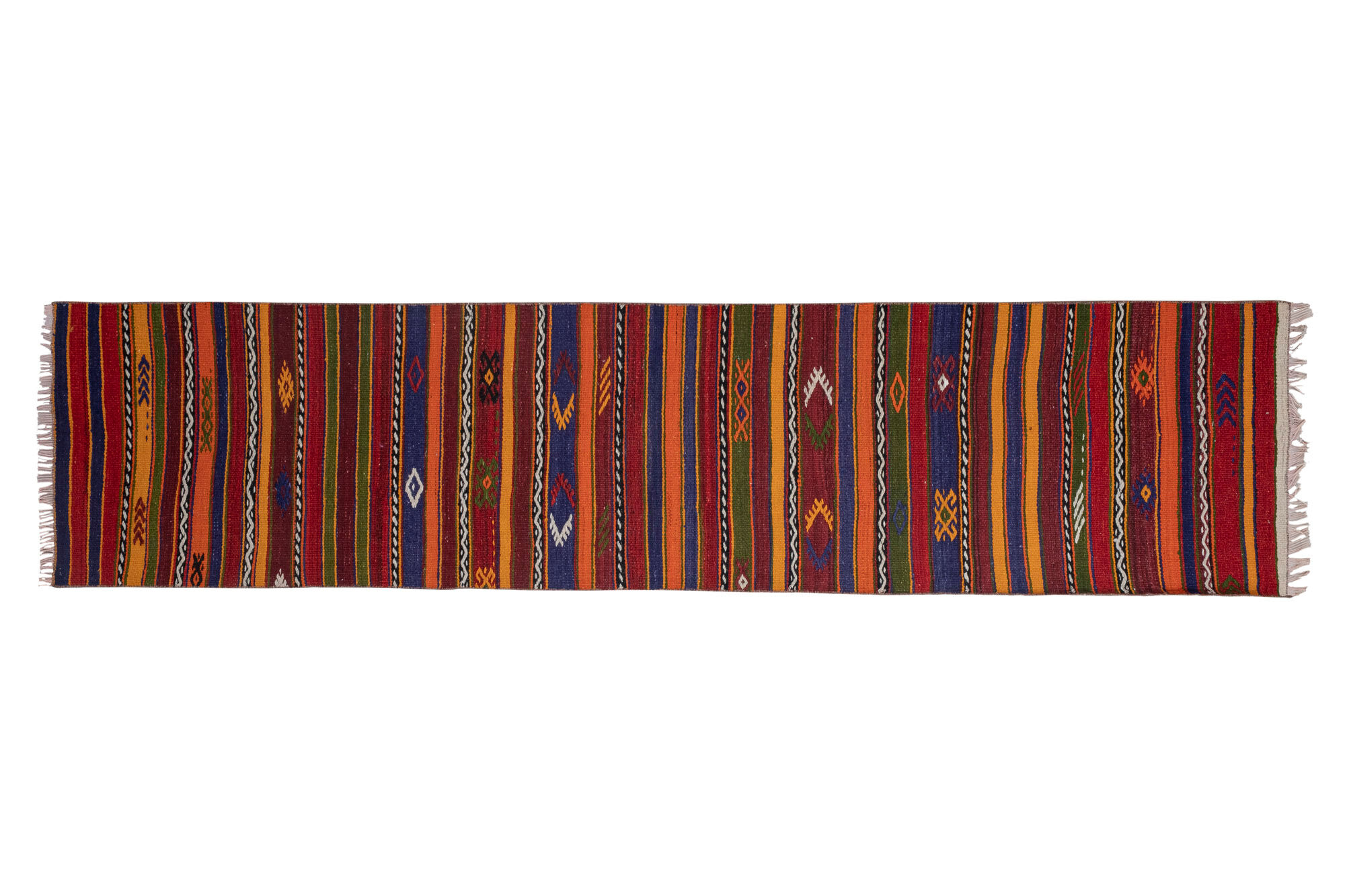 Striped turkish kilim runner rug 66 x 281 cm