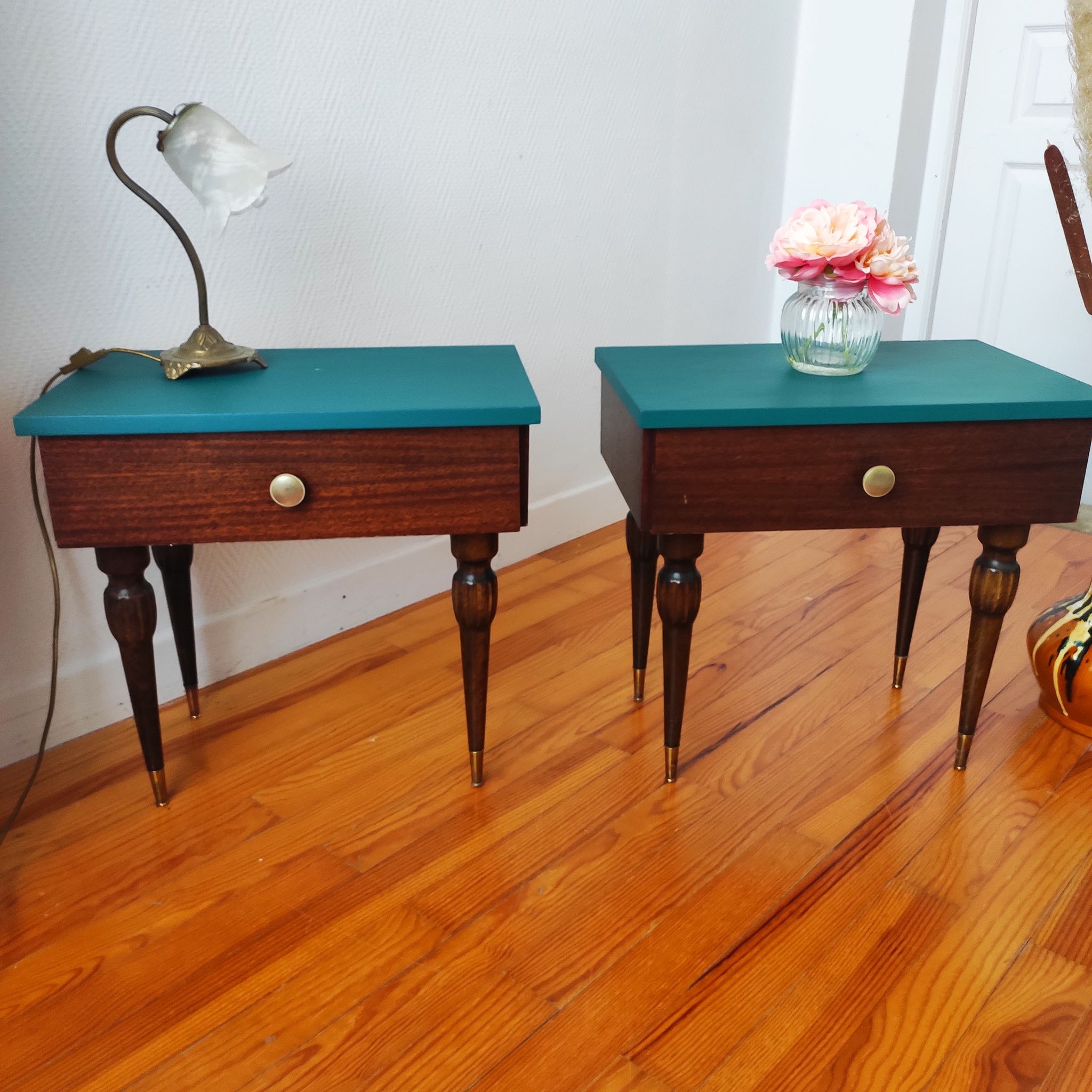 Paire de tables chevet vintage