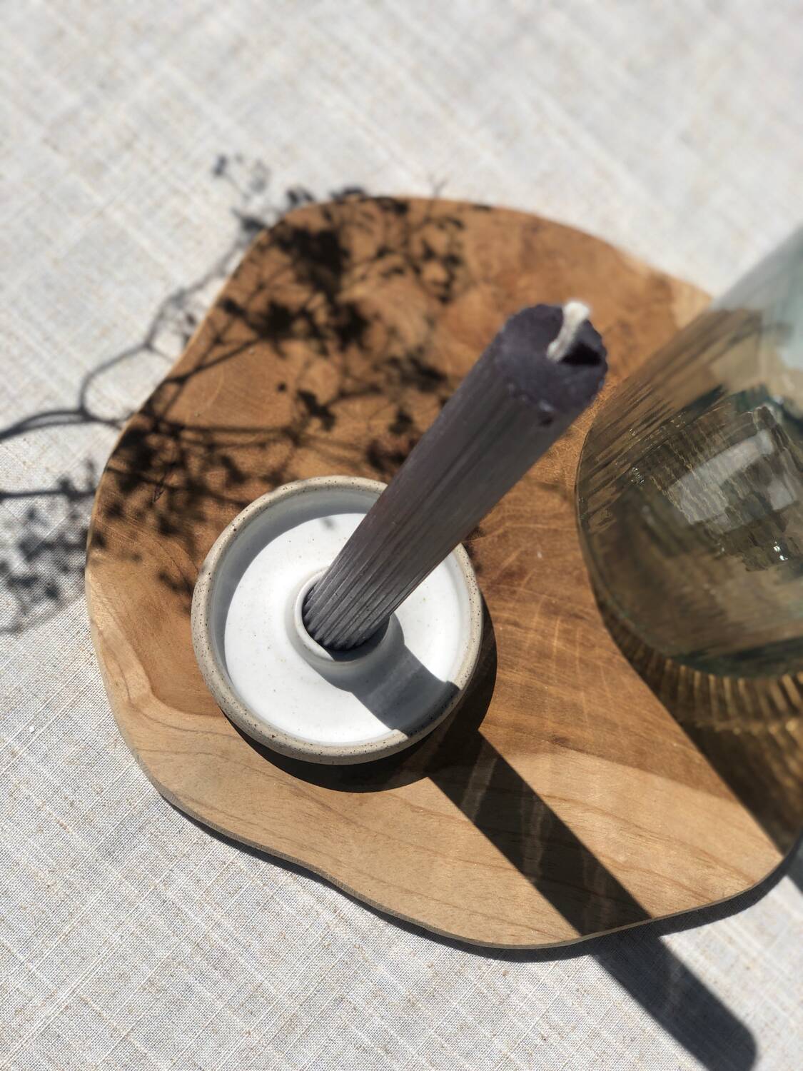 Loule candle holder in ceramic stoneware