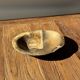 Dark beige oval petrified wood bowl 25x19 - 3782