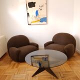 Table basse fer patiné nuagée 1960