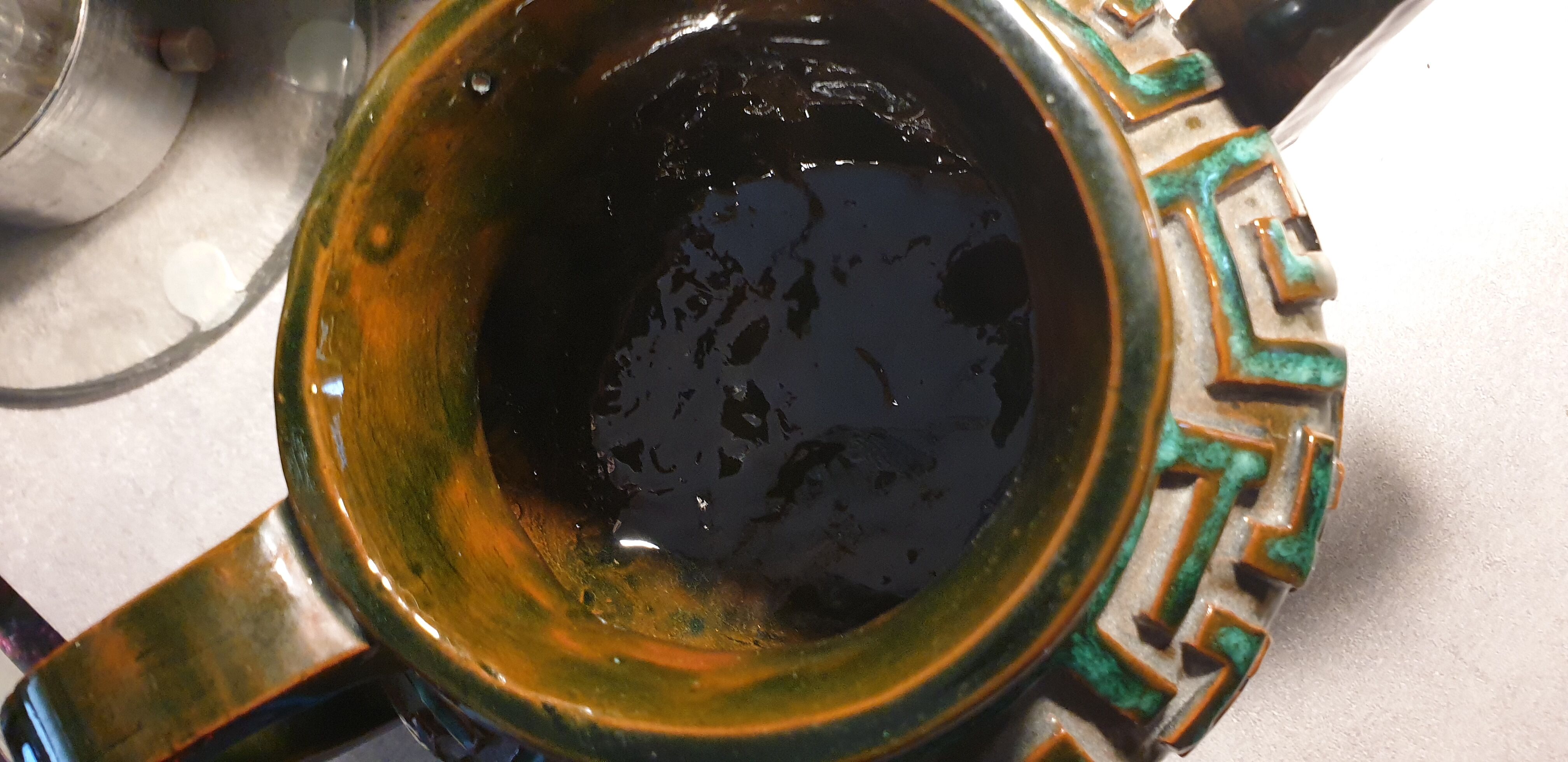 Terracotta teapot signed