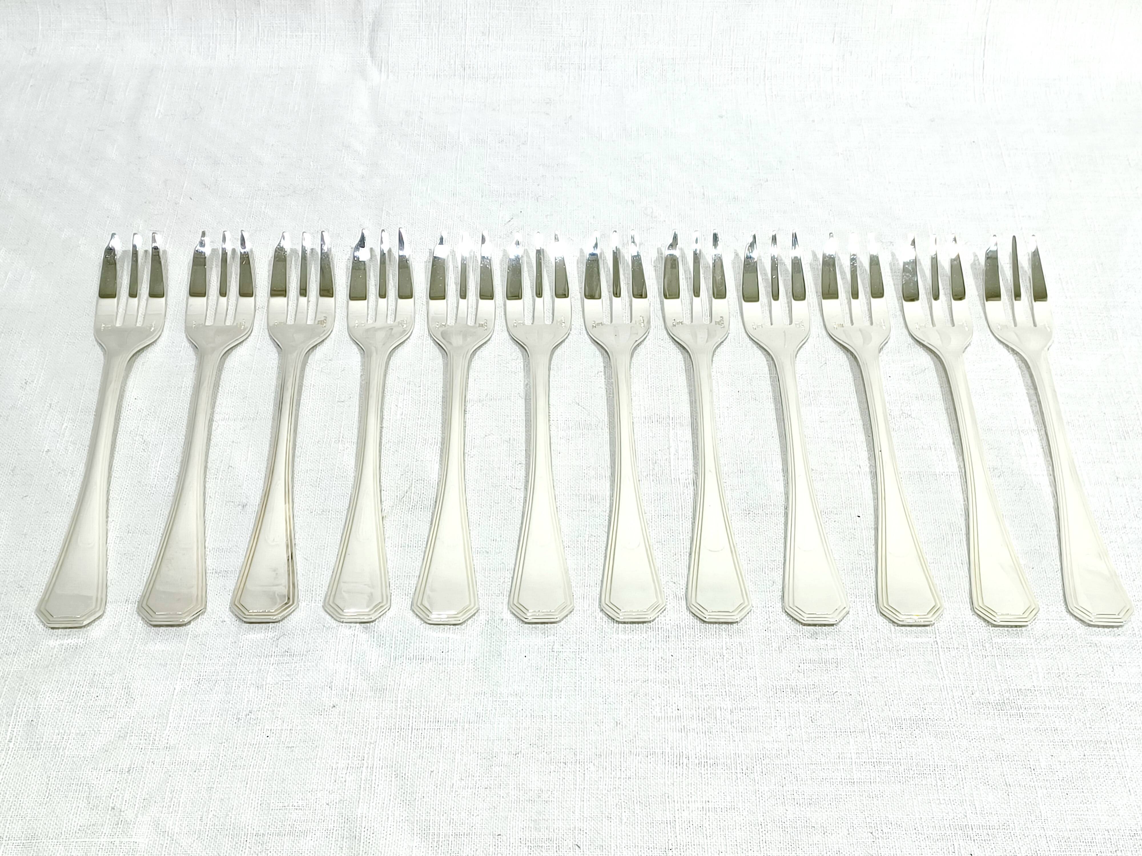 Christofle – 12 Silver Plated Cake Forks, America Model