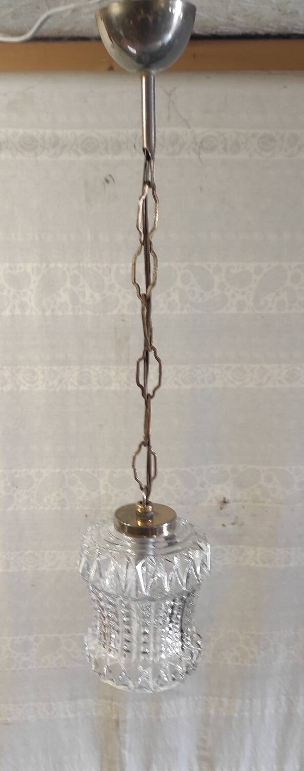 Suspension baladeuse en verre et métal doré - années 60/70