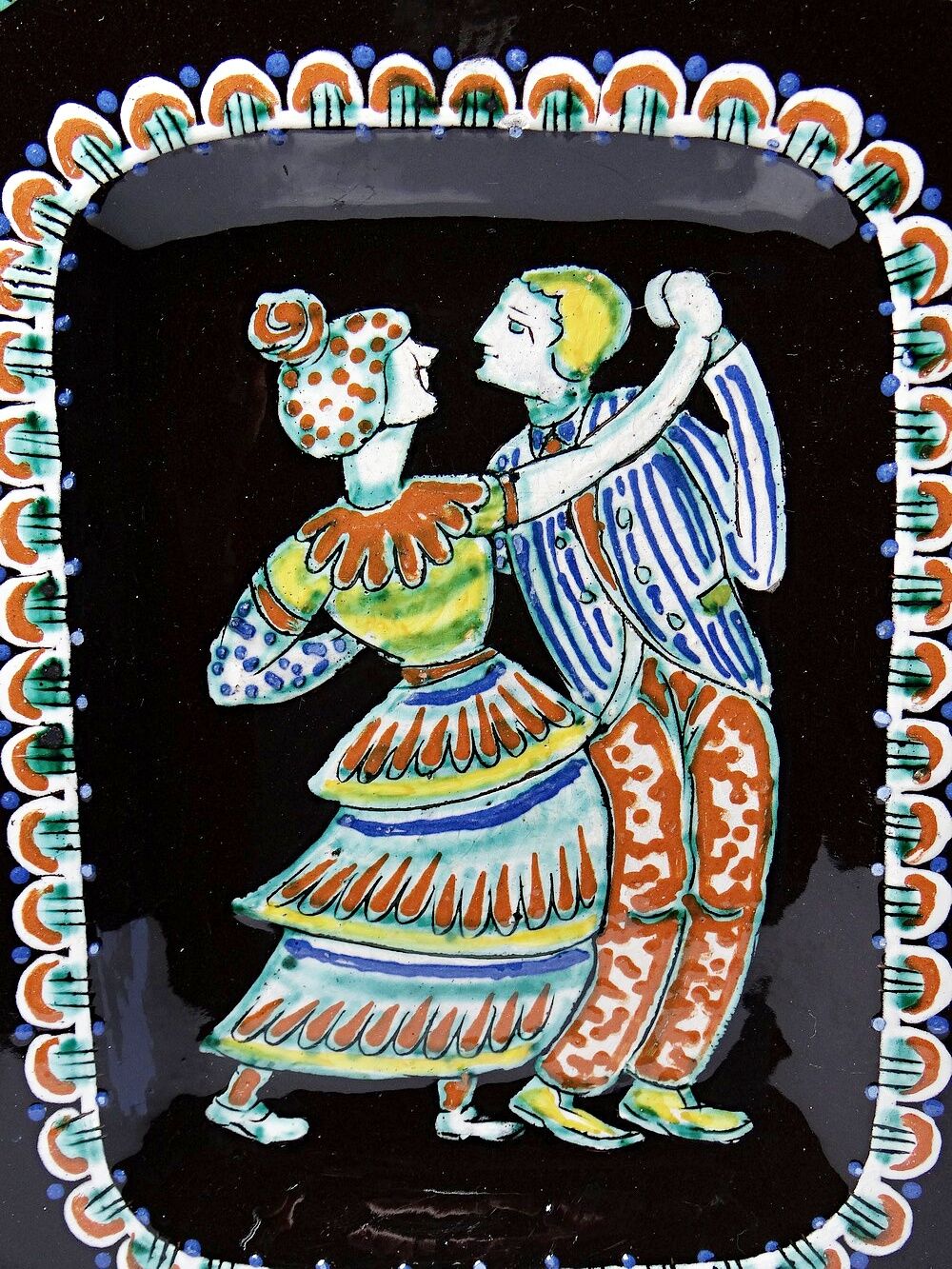 Ashtray, glazed ceramic wall decoration A.D. Schweizer Steffisburg, circa 1960