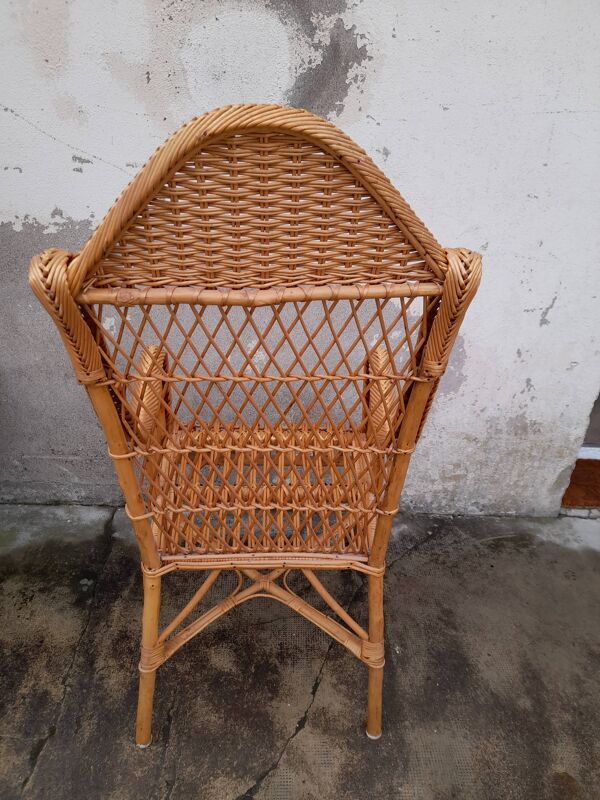 fauteuil en rotin année 50