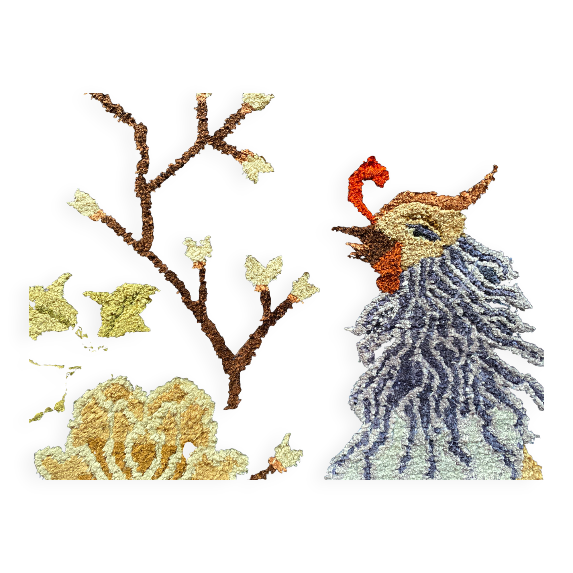 Art Deco Chinese Handmade Silk Bautou Tapestry Rug, Early 20th Century