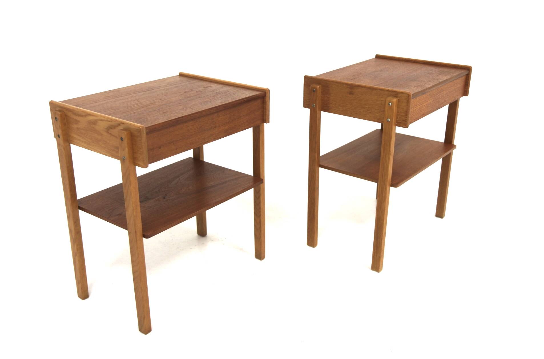 Set of 2 teak and oak bedside tables, Sweden, 1960