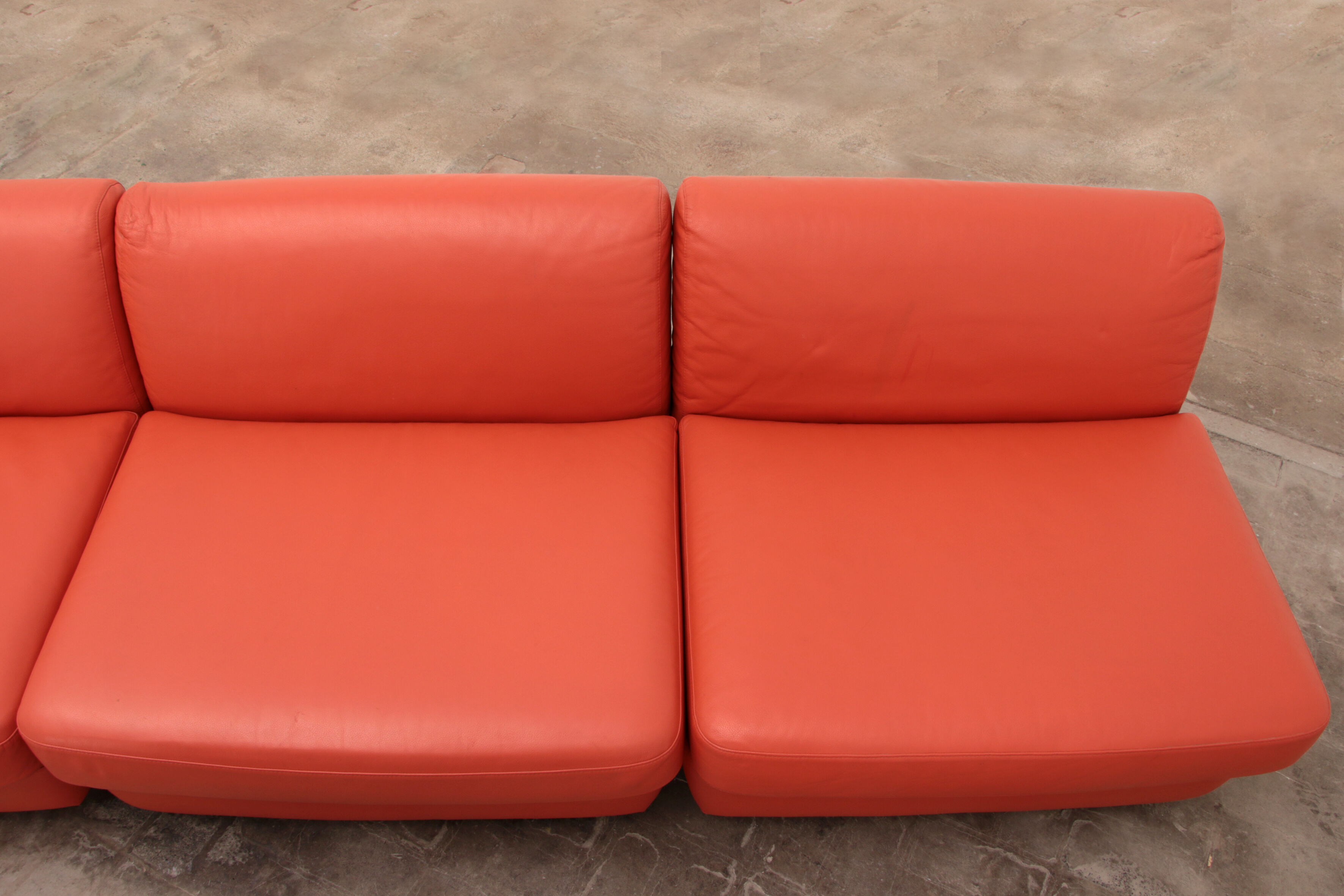 Mario Bellini Amanta modular sofa in orange leather for C&B Italy, 1960s