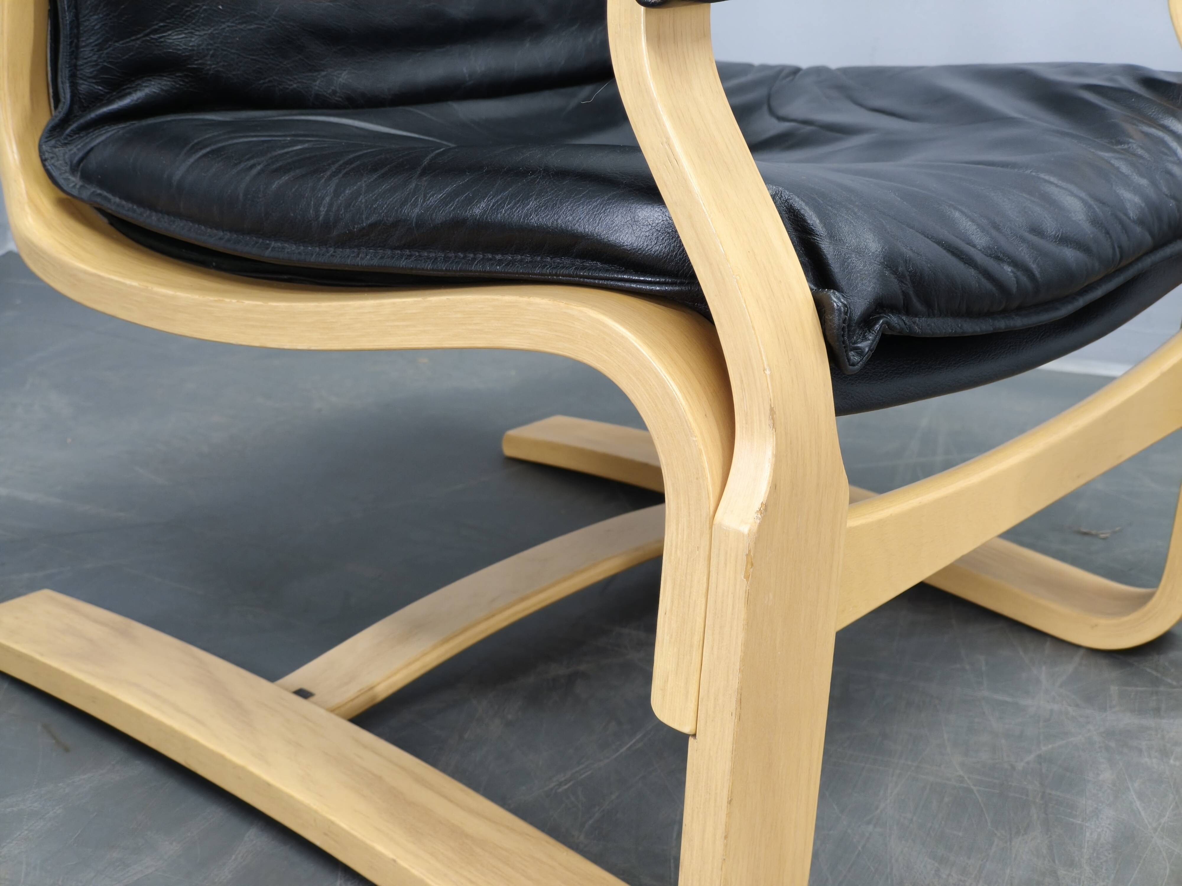Pair of Leather Lounge Chairs by Åke Fribytter for Nelo Kroken 1960s