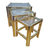 Golden brass nesting table
