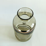 Vase smoked blown glass silver border 50/60